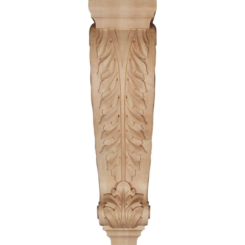 Large Unfinished Rubberwood Hand-Carved Acanthus Corbel