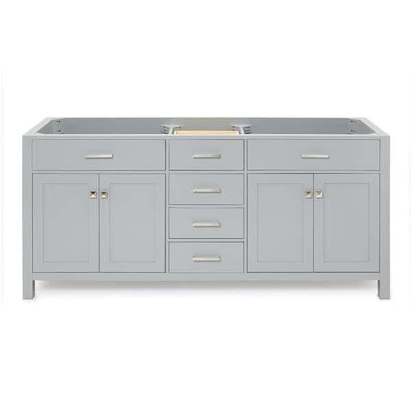 Bristol 72 in. W x 21.5 in. D x 34.5 in. H Double Freestanding Bath Vanity Cabinet without Top in Grey