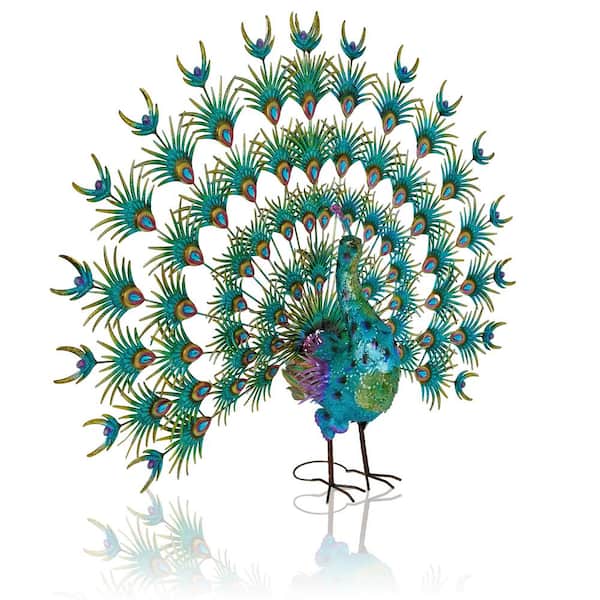 Alpine Corporation Jumbo Size Green Majestic Peacock Decor