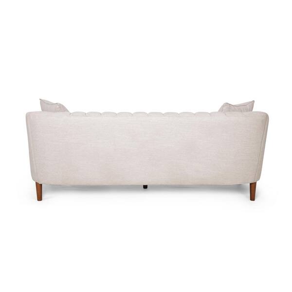 Noble House - Ansonia 84.5 in. Beige Solid Fabric 3-Seat Tuxedo Sofa