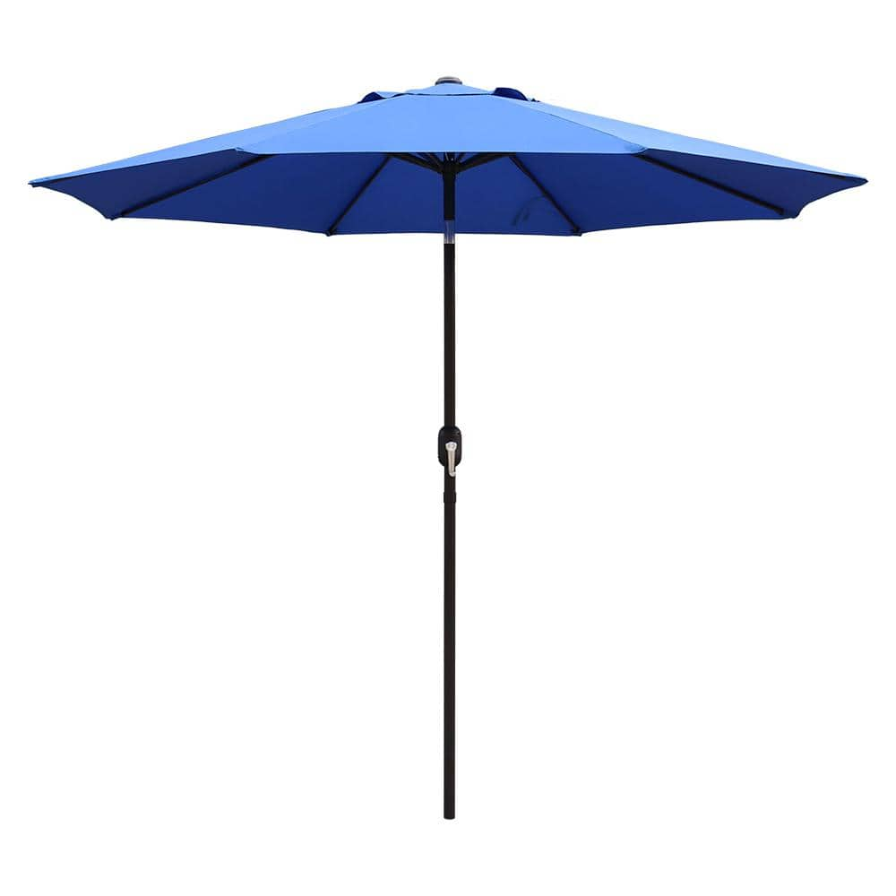 Maypex 9 ft. Steel Market Crank and Tilt Patio Umbrella in Blue 300002 ...