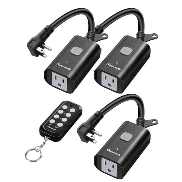 15 Amp Outdoor Wireless Remote Control Outlet and Switch, 1 Remote 3 Outlets