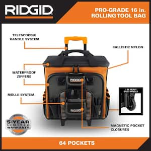 17 in. 64 Pocket Professional Grade Rolling Tool Bag