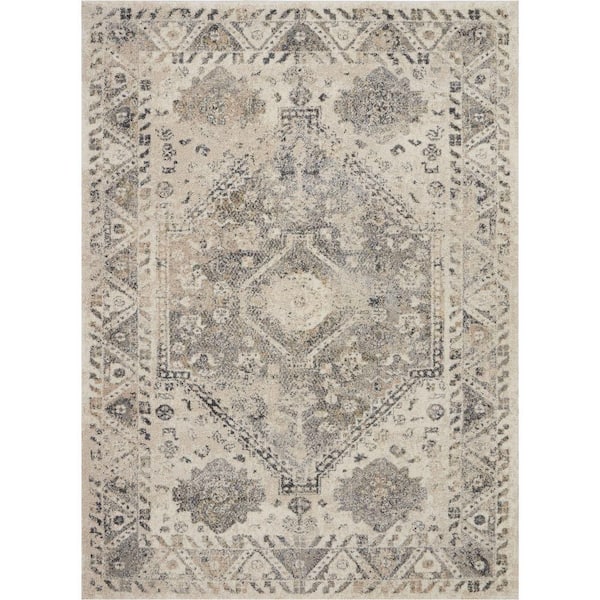 Fusion Cream/Grey 5 ft. x 7 ft. Persian Farmhouse Area Rug