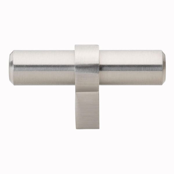 GlideRite 2-1/4 in. Solid Steel Euro Style Stainless Steel Finish T-Bar Cabinet Knobs (10-Pack)