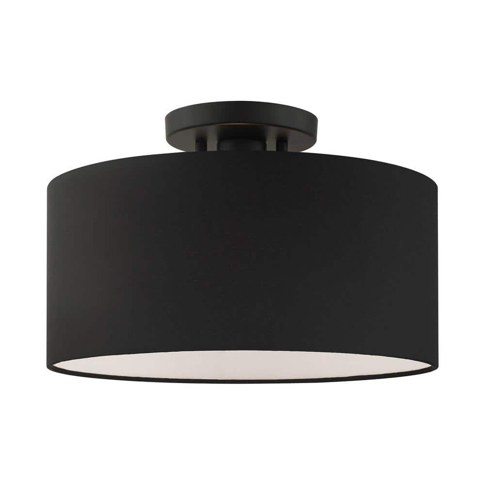 Bainbridge Modern Black and White Drum LED Semi-Flush Mount