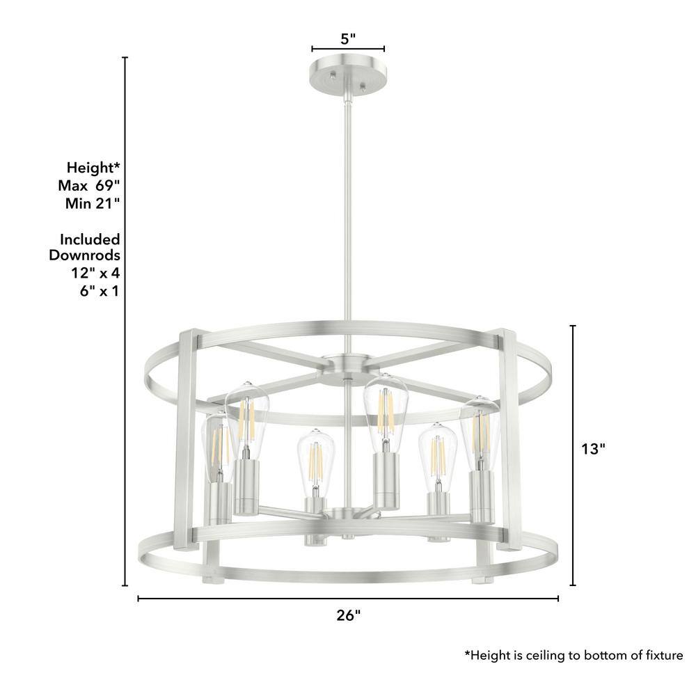 Astwood 26" Brushed Nickel Art Deco Drum Chandelier