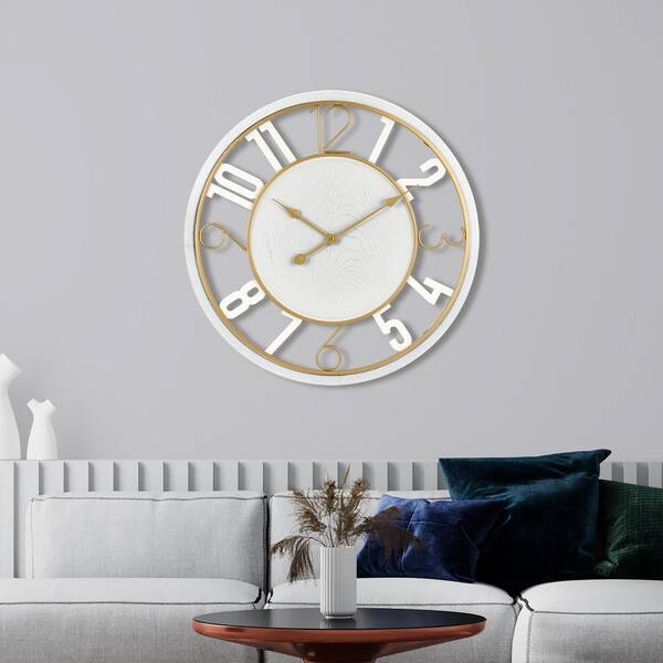 Sorbus White Oversized Design Metal Analog Classic Numeral Wall