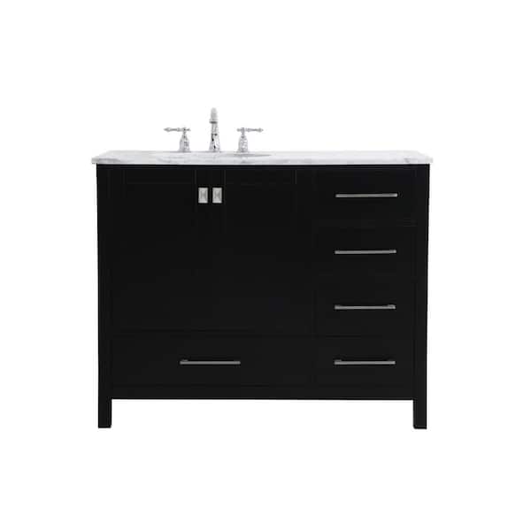 Unbranded Simply Living 42 in. W x 22 in. D x 34 in. H Bath Vanity in Black with Carrara White Marble Top
