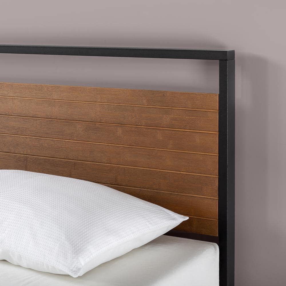 Suzanne Chestnut Brown Metal and Wood Platform Bed Frame
