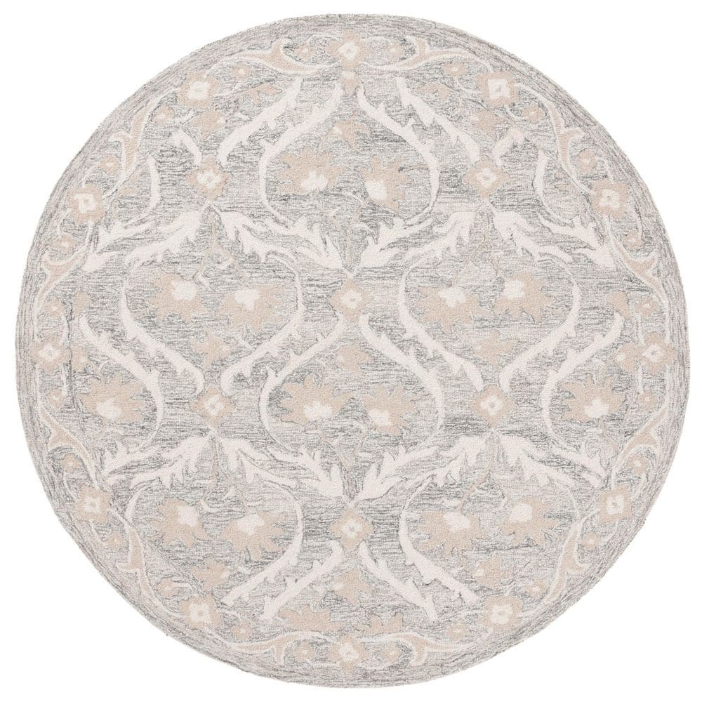 Blossom 6 ft. x 6 ft. Gray/Ivory Geometric Abstract Round Area Rug price history on PriceWatchPro