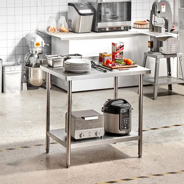 VEVOR RVS werktafel, commerciële voedselbereidingstafel, 610 x 711 x