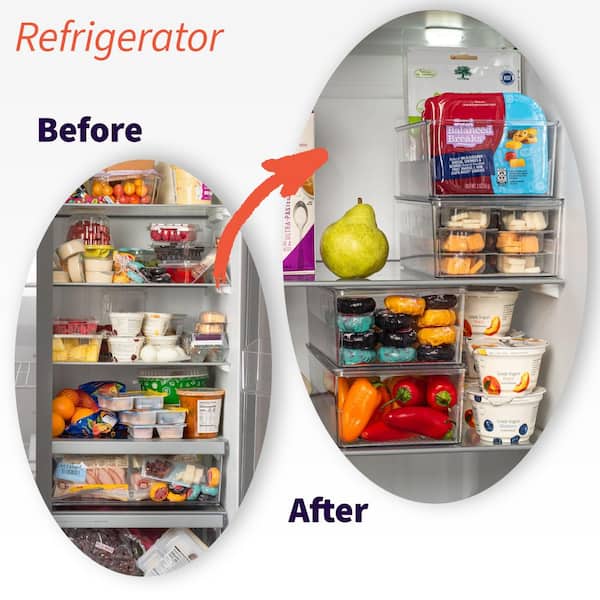 Esepony Storage Bins with Removable Dividers and Lids for Cabinet