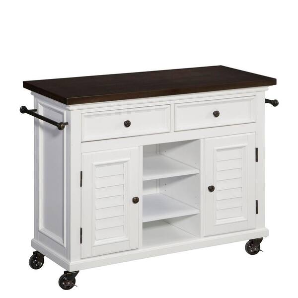 Home Styles 44.5 in. W Antique Stainless Top Kitchen Cart
