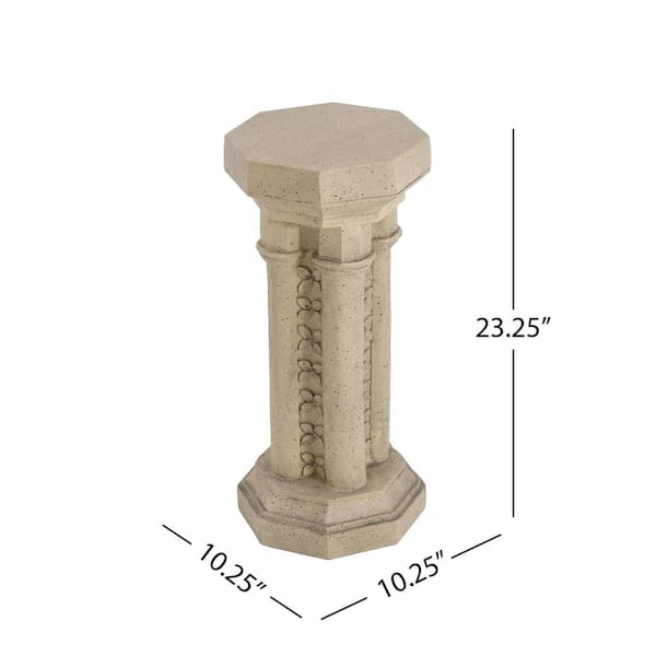 1-Piece Sand Composite Outdoor Plant Stand (10.25 in. W x 23.25 in