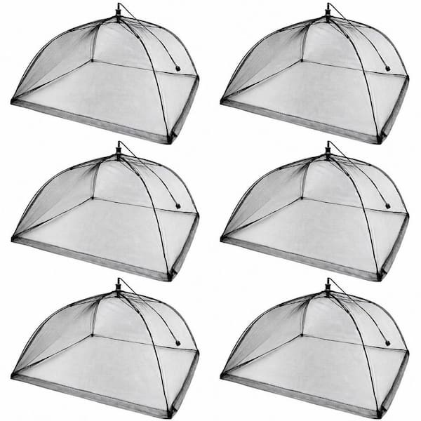 Black Mesh Food Covers Set 6-Piece Outdoor Kitchen Food Tent with Collapsible Pop-Up Design Keeps Bugs Away