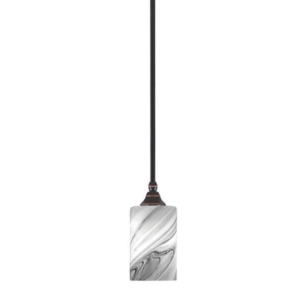 Unbranded Sparta 100-Watt 1-Light Black Copper Mini Pendant Light with Onyx Swirl Glass and Light Bulb Not Included