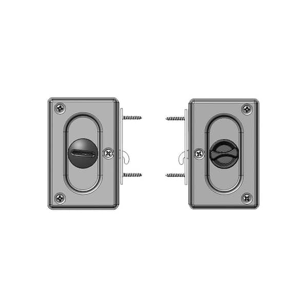 Prime-Line Antique Brass Privacy Lock with Pull Pocket Door Lock N