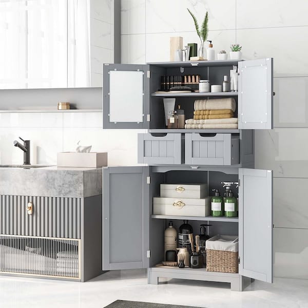 Gray Kitchen 2-Drawer Storage Organizer