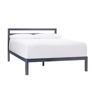 Grandon Midnight Blue Metal King Platform Bed with Slats (76 in W. X 14 in H.)