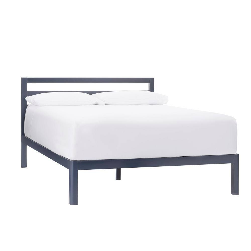 Stylewell Grandon Midnight Blue Metal King Platform Bed With Slats 76 In W X 14 In H Thd Hbslbf K Pw The Home Depot