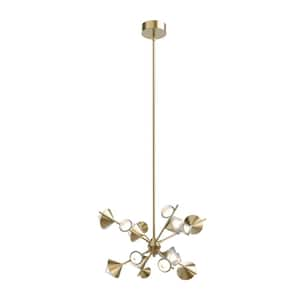 Geode 25 in. 10-Light 62-Watt Brushed Gold Integrated LED Chandelier