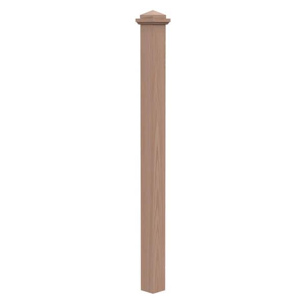EVERMARK Stair Parts 4075 56 in. x 3-1/2 in. Unfinished Red Oak Square Craftsman Solid Core Box Newel Post for Stair Remodel