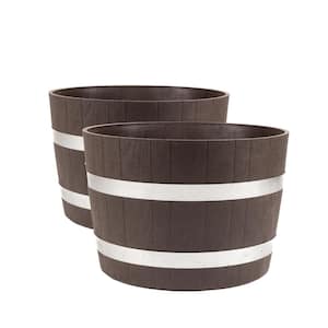 23.6 in. Dia x 17 in. H Brown Round Polyethylene Better Barrel Planter (2-Pack)