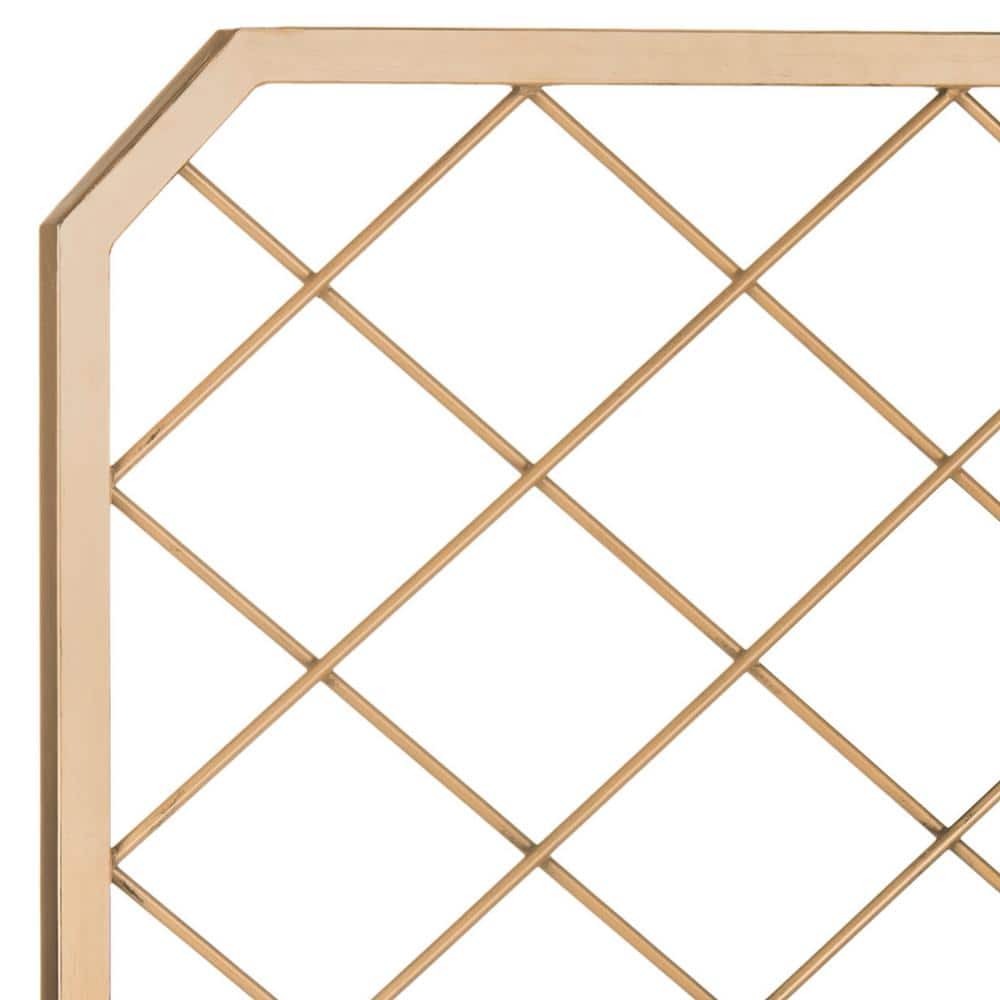 Antique Gold Queen Metal Latticework Headboard