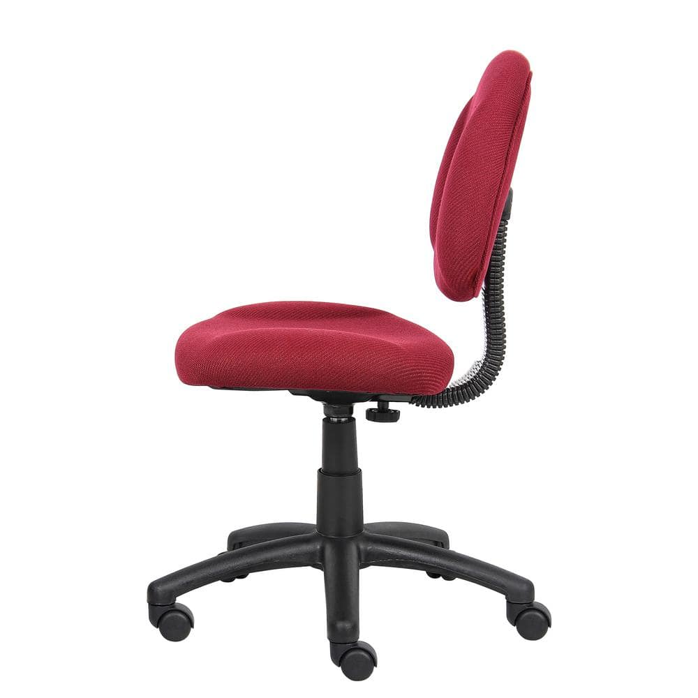 Burgundy Ergonomic Armless Fabric Office Chair