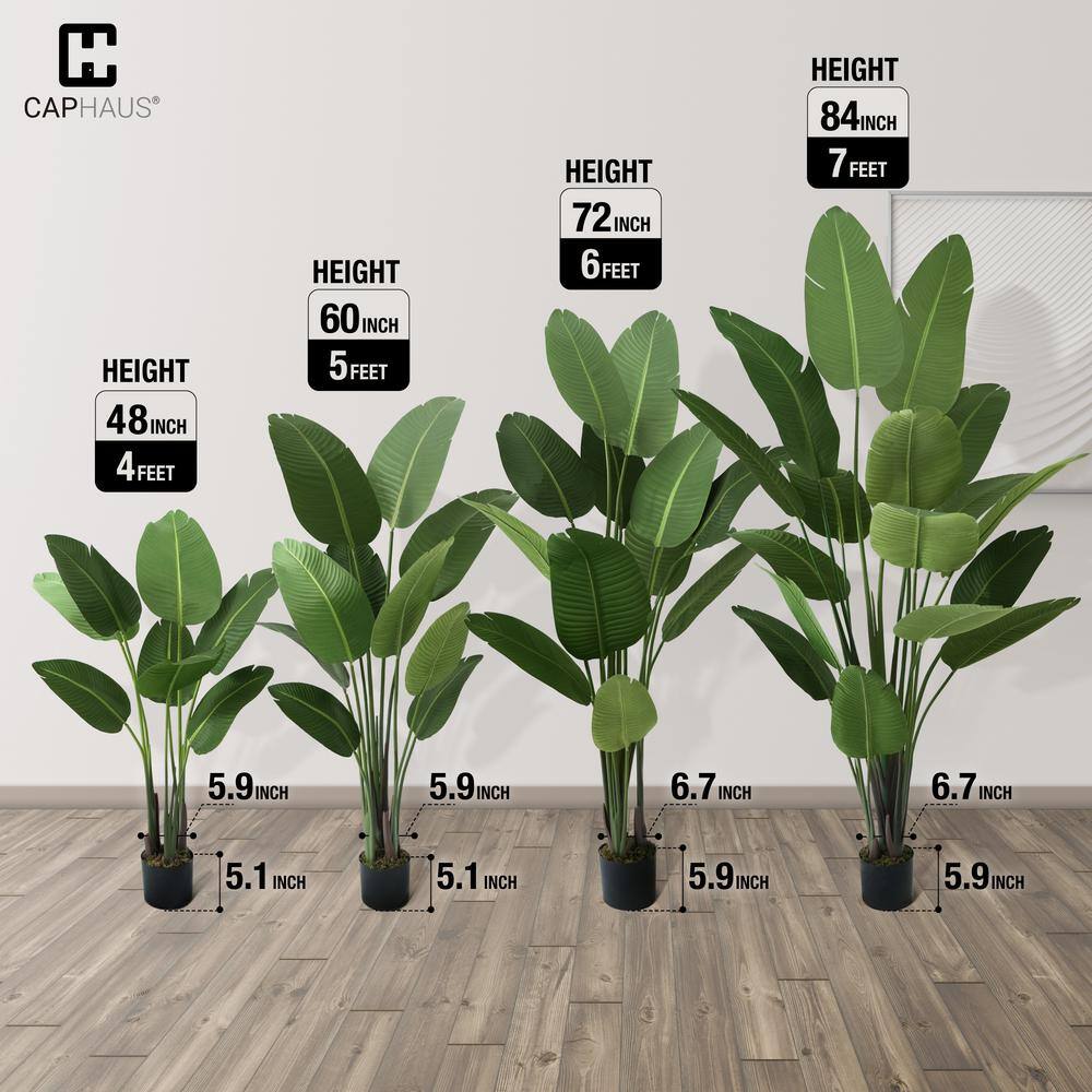7 ft Green Plastic Bird of Paradise Potted Floor Plant