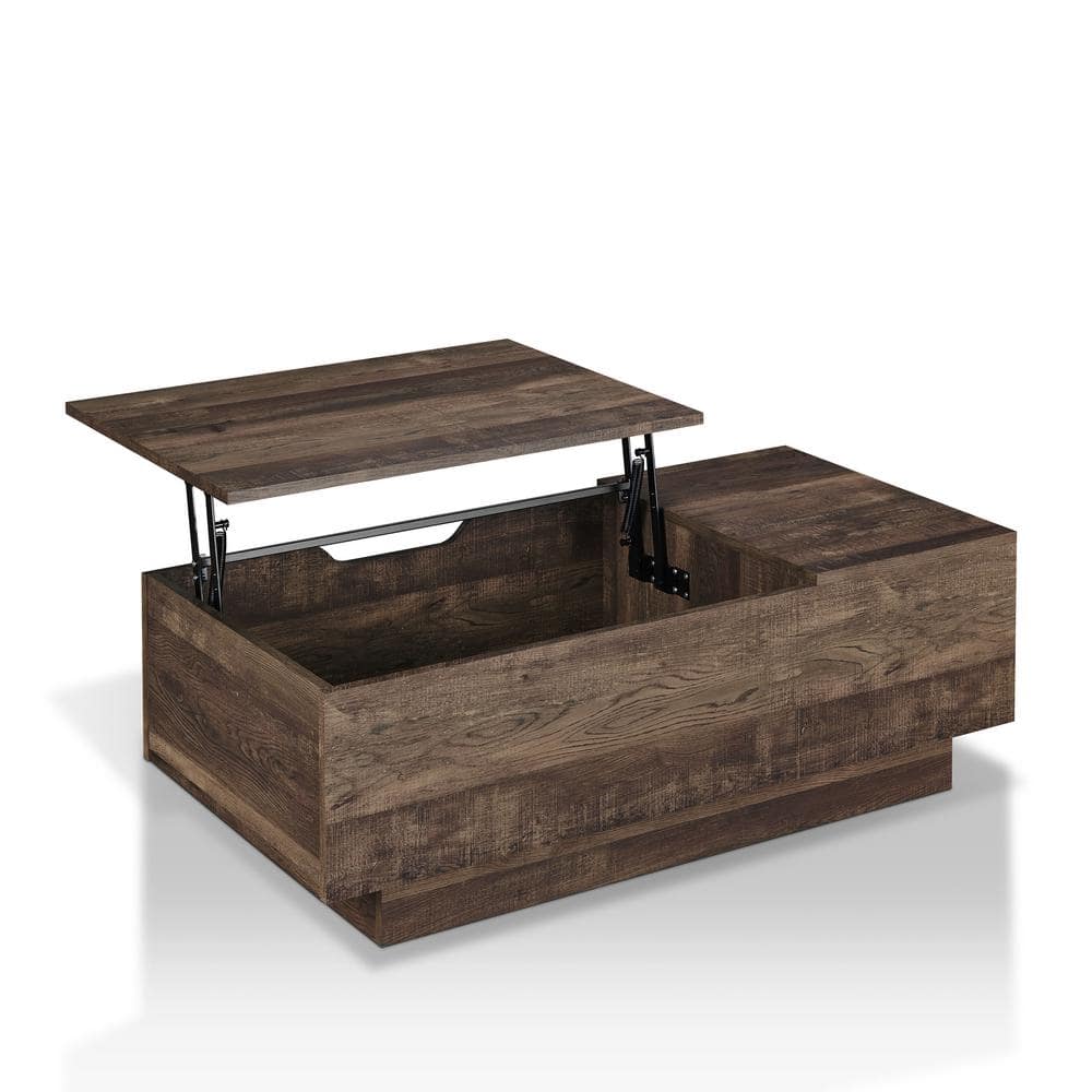 Klondike 47 in. Reclaimed Oak Rectangle Composite Coffee Table with Lift Top -  Furniture of America, YNJ-1893C25