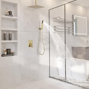 2-Function 12 in.Ceiling-Mounted Shower System in Brushed Gold
