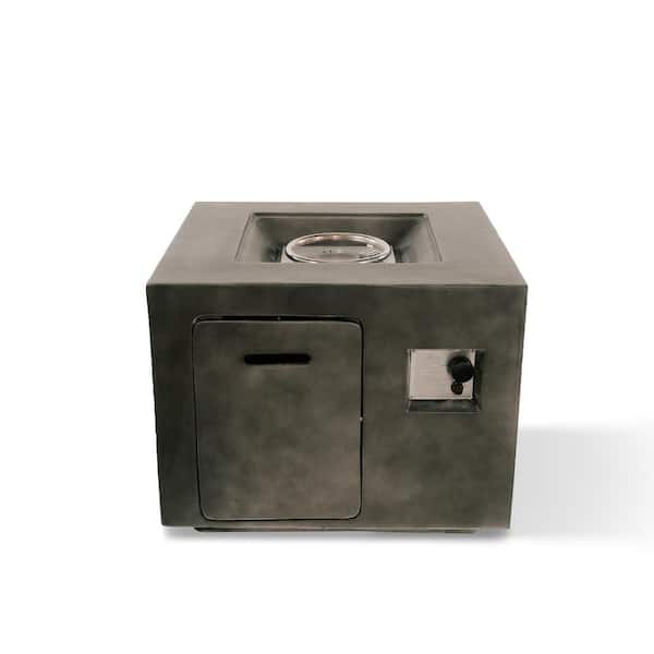 XBRAND 30 in. W x 23.6 in. H Outdoor Square MgO/Metal Propane Gas Smokeless Fire Pit Table in Gray with Lava Rocks