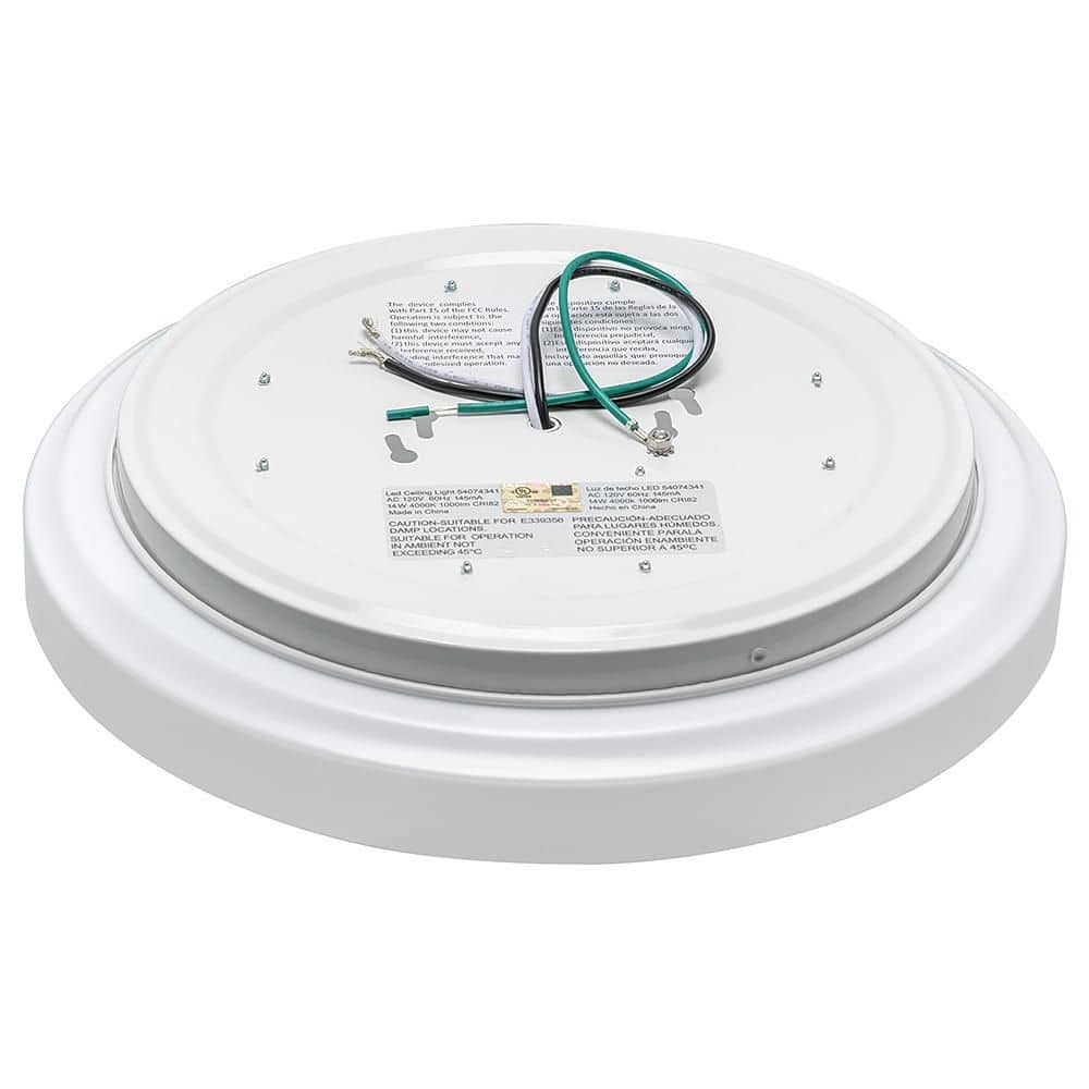 Crystal Bright 12" White Round LED Flush Mount Light, 1000 Lumens
