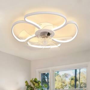 19.69 in. White Modern Low Profile Indoor LED Ceiling Fan with Light and Remote Control and 5 ABS Blades