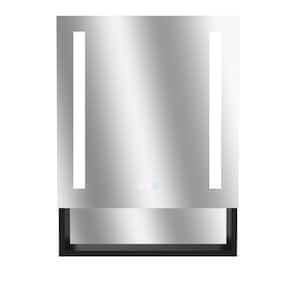24 in. W x 32 in. H Rectangular Aluminum Surface/Recessed Mount Medicine Cabinet with Mirror and Outlet and Lights