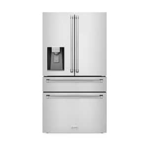 36 in. 4-Door French Door Refrigerator with Ice and Water Dispenser in Fingerprint Resistant Stainless Steel