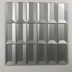 Secret Dimensions Glossy Gray 12 in. x 12 in. Rectangle Glass Mosaic Backsplash Wall Tile (2 sq.ft/Case)