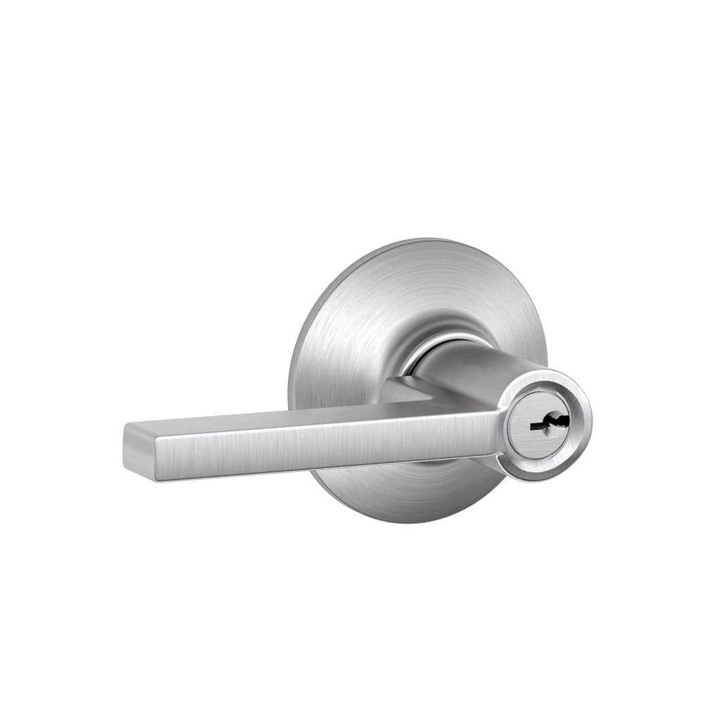 Schlage Latitude Satin Chrome Keyed Entry Door Handle F51A LAT 626 - The  Home Depot