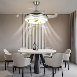 36 in. Indoor Silver Modern 6 Speeds Reversible Ceiling Fan with Selectable LED Light and Remote