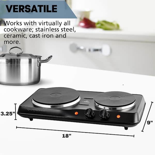 Cuisinart 2-Burner 8 in. Cast Iron Stainless Steel Hot Plate with  Temperature Control CB-60P1 - The Home Depot