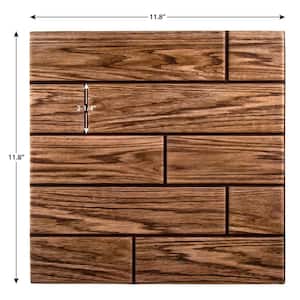 Self-Adhesive Walnut 11.8 in. x 11.8 in. 12 Pieces 11.8 x 11.8 in. Beige Peel and Stick 3D Wood Wall Tiles