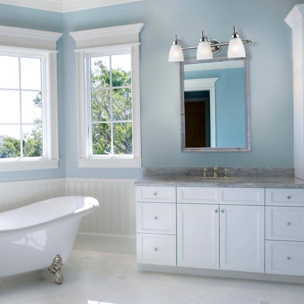 Diana Satin Nickel 3-Light Vanity with Alabaster Glass Shades