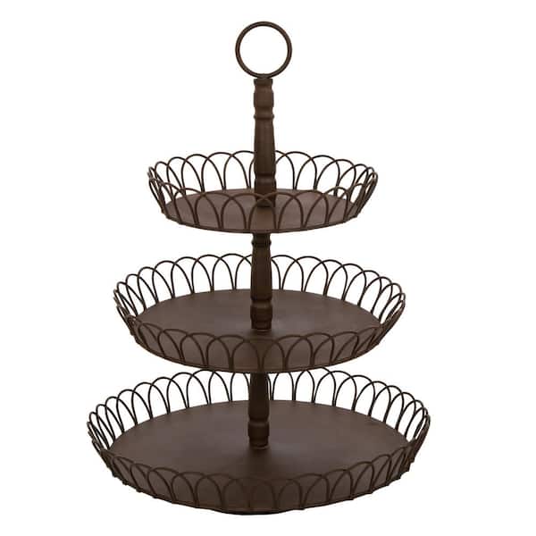 Glitzhome 21.5 in. H Iron Rustic Triple Tray (KD)