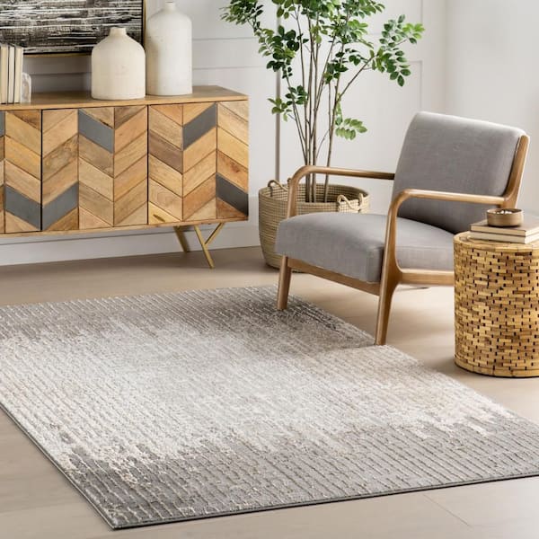 Naira Abstract Grey 8 ft. x 10 ft. Indoor Area Rug