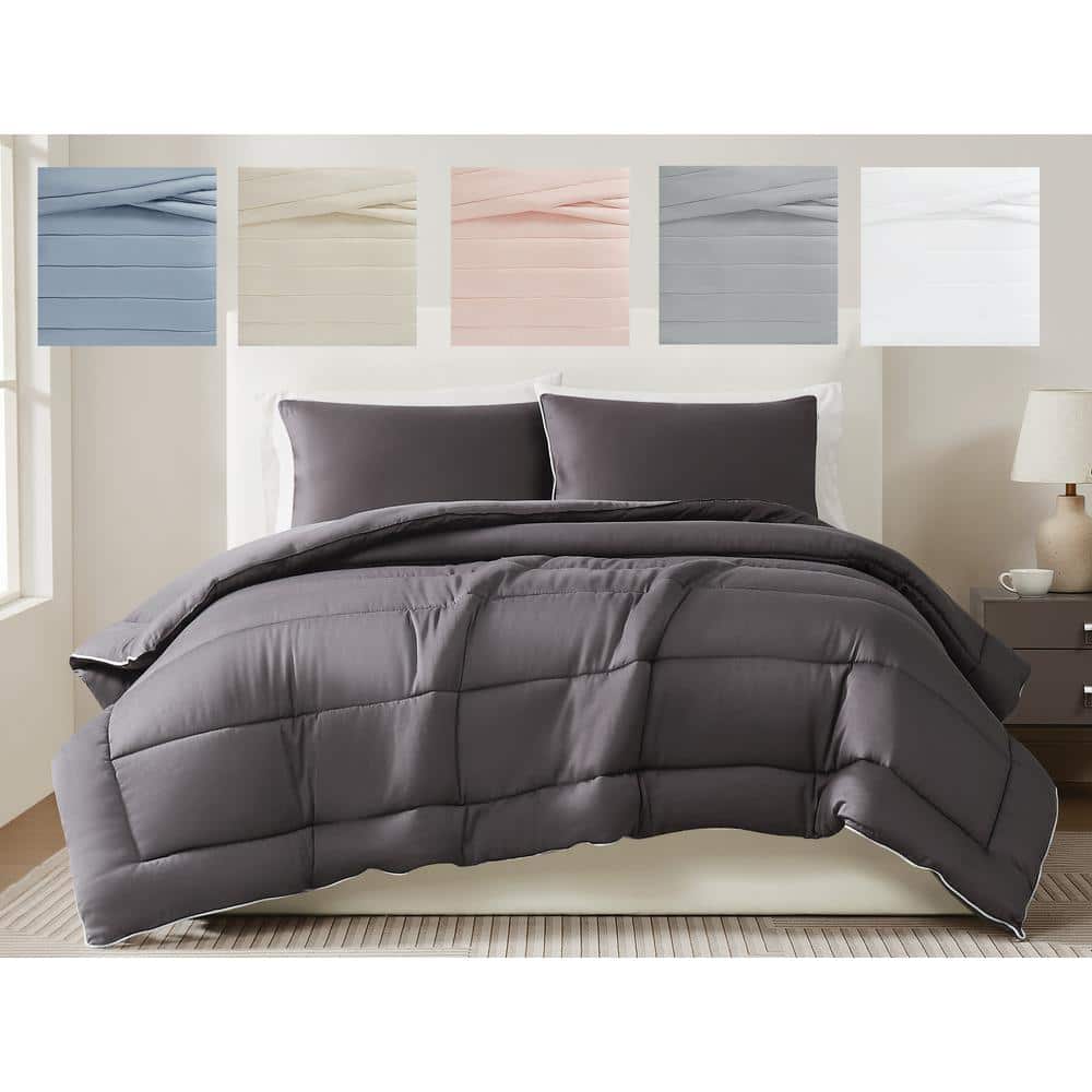 Blue Cotton Sateen Full/Queen Bedspread Set with Polyfill