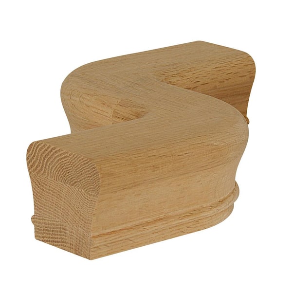 Stair Parts 7247 Unfinished Red Oak Right-Hand 5 in. Centerline S Handrail Fitting