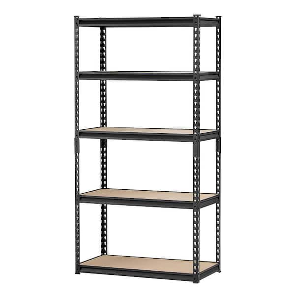5-Tier Heavy Duty Storage Shelf, 2000 lbs. Adjustable Metal Rack, Black