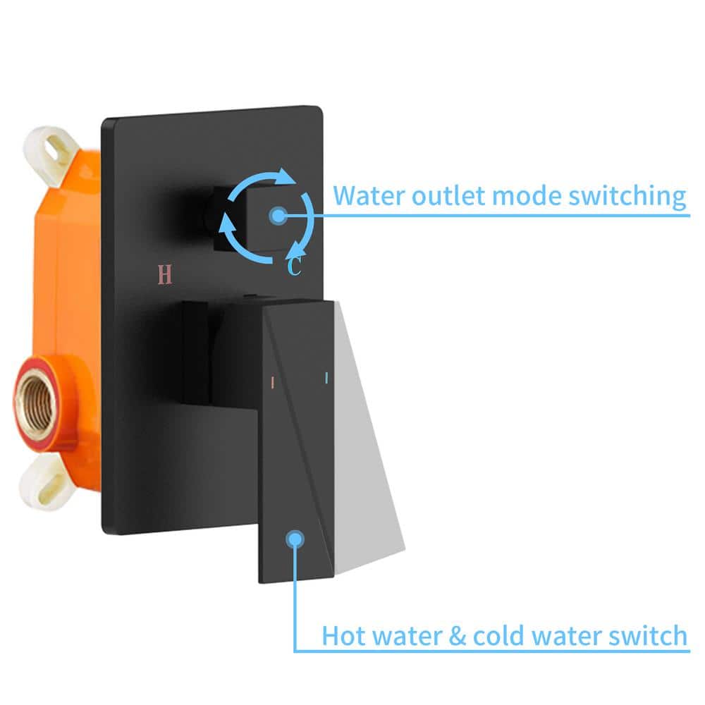 Matte Black 10-Inch Square Rainfall Shower Head with Handheld Spray